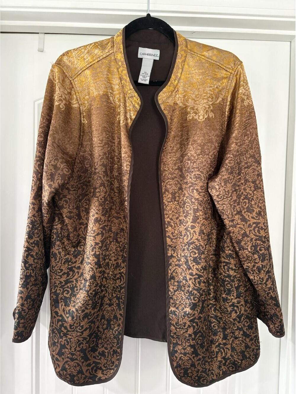 Catherine’s Women’s 0X 14/16W Embossed Reversible Open Front Jacket Shimmer